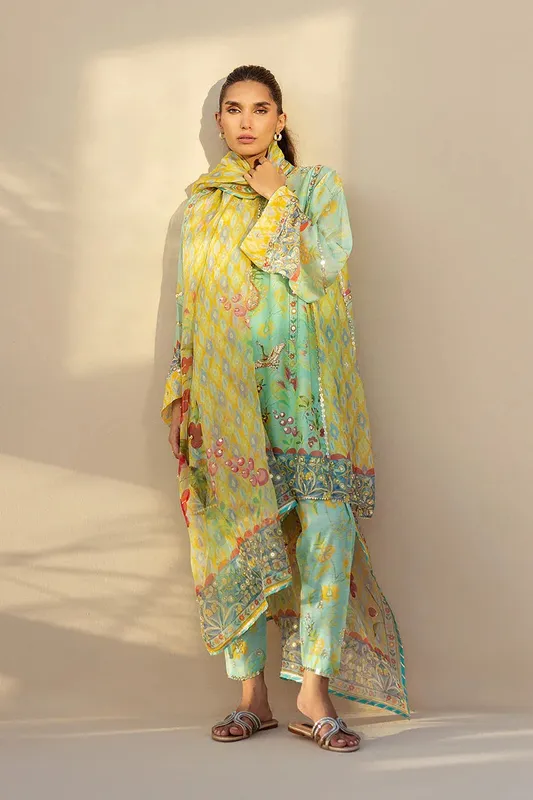 Sania Maskatiya Samara Luxe 25 Mint Green Organza – view 1 – Poshaq