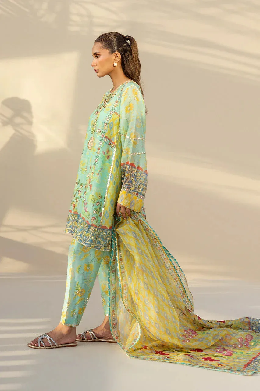 Sania Maskatiya Samara Luxe 25 Mint Green Organza – view 3 – Poshaq