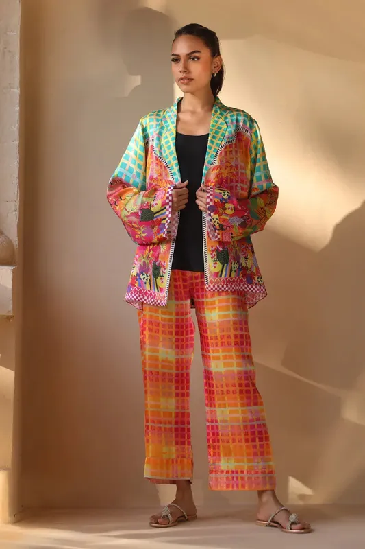 Sania Maskatiya Samara Luxe 25 Tangerine Crepe – view 1 – Poshaq