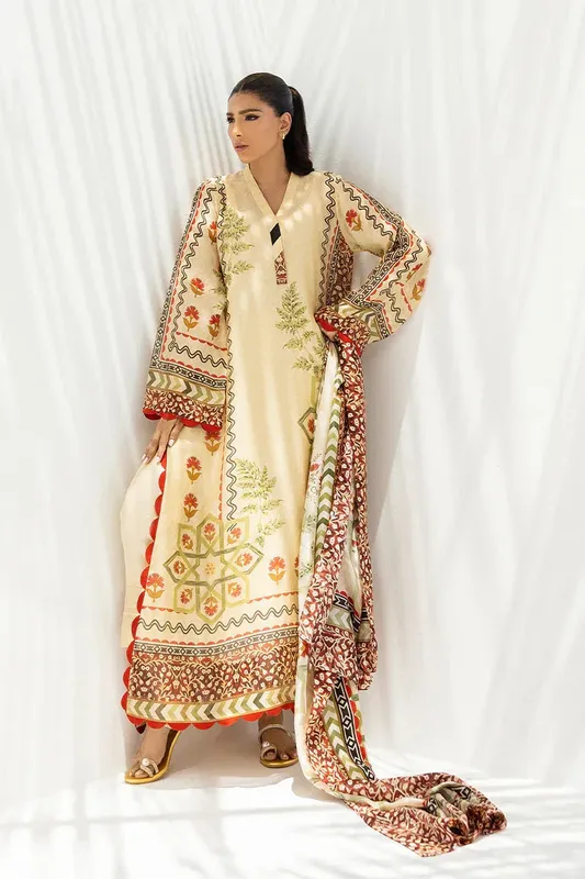 Sania Maskatiya Mirra Luxury Pret 25 Beige Raw Silk – view 1 – Poshaq