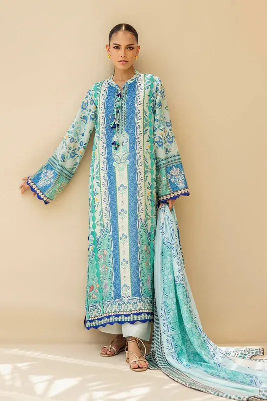 Sania Maskatiya Samara Luxe 25 Light Blue Raw Silk – view 1 – Poshaq