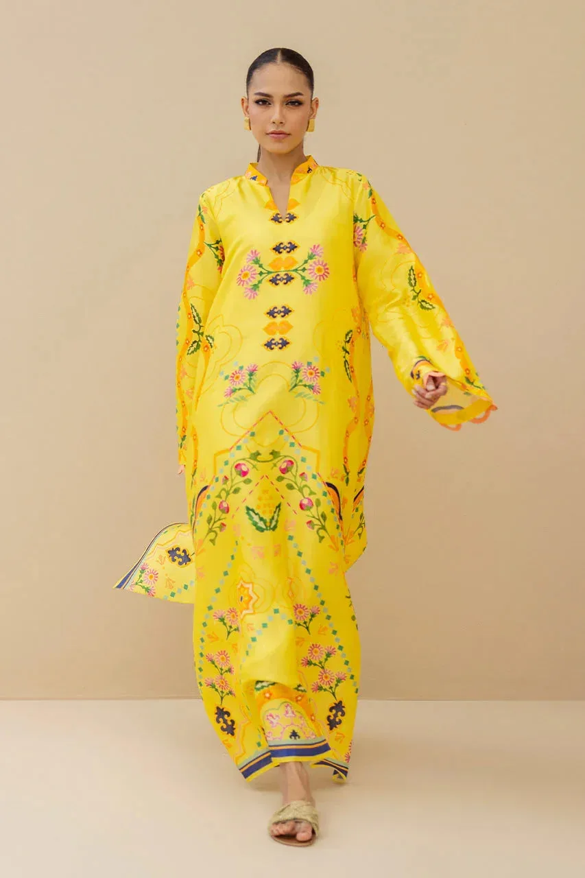 Sania Maskatiya Samara Luxe 25 Lime Yellow Raw Silk – view 3 – Poshaq