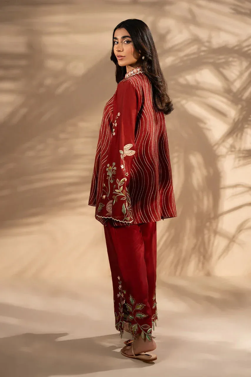 Sania Maskatiya Samara Luxe 25 Blood Red Silk – view 2 – Poshaq