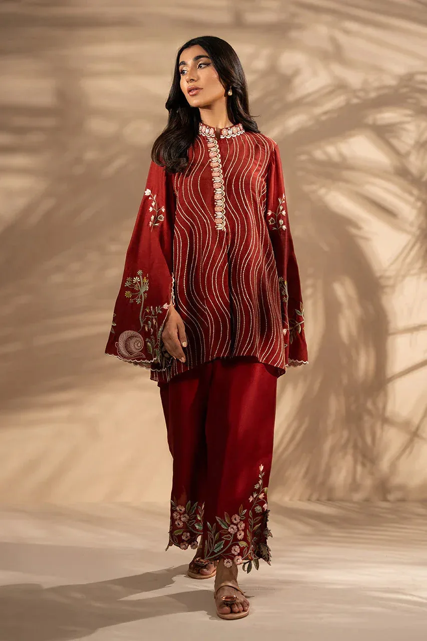 Sania Maskatiya Samara Luxe 25 Blood Red Silk – view 3 – Poshaq