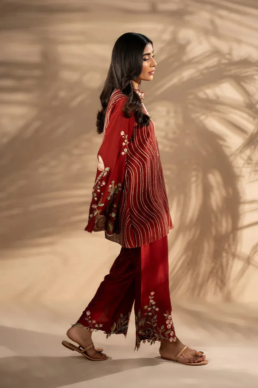 Sania Maskatiya Samara Luxe 25 Blood Red Silk – view 4 – Poshaq