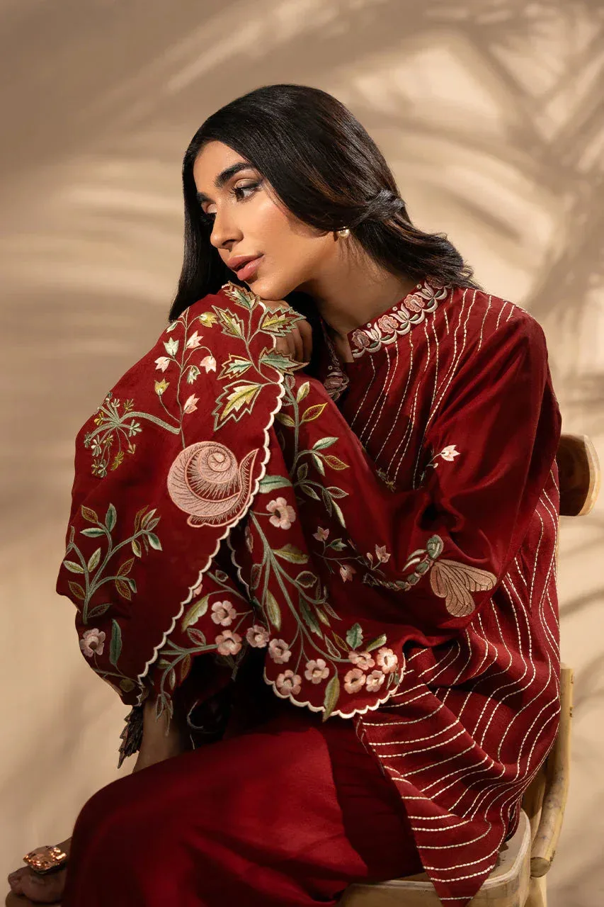 Sania Maskatiya Samara Luxe 25 Blood Red Silk – view 5 – Poshaq