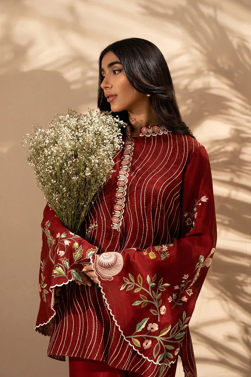 Sania Maskatiya Samara Luxe 25 Blood Red Silk – view 6 – Poshaq