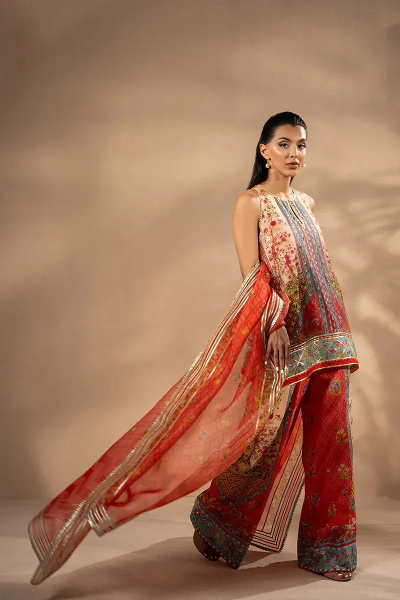Sania Maskatiya Mirra Luxury Pret 25 Coral Pink Organza – view 3 – Poshaq
