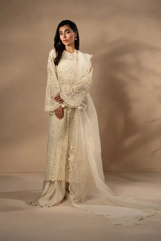 Sania Maskatiya Mirra Luxury Pret 25 Ivory Organza – view 1 – Poshaq