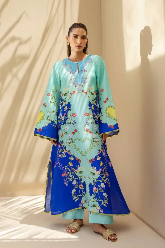Sania Maskatiya Mirra Luxury Pret 25 Cobalt Blue Raw Silk – view 1 – Poshaq