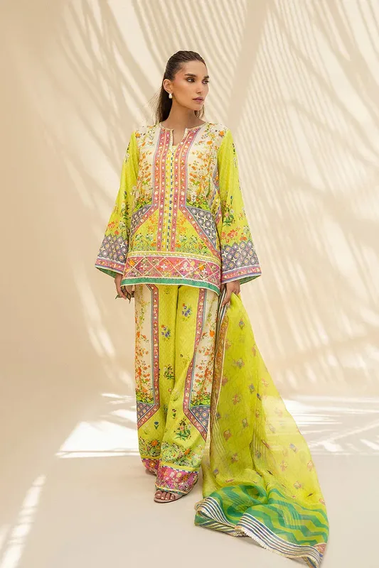 Sania Maskatiya Mirra Luxury Pret 25 LIME GREEN Organza – view 1 – Poshaq