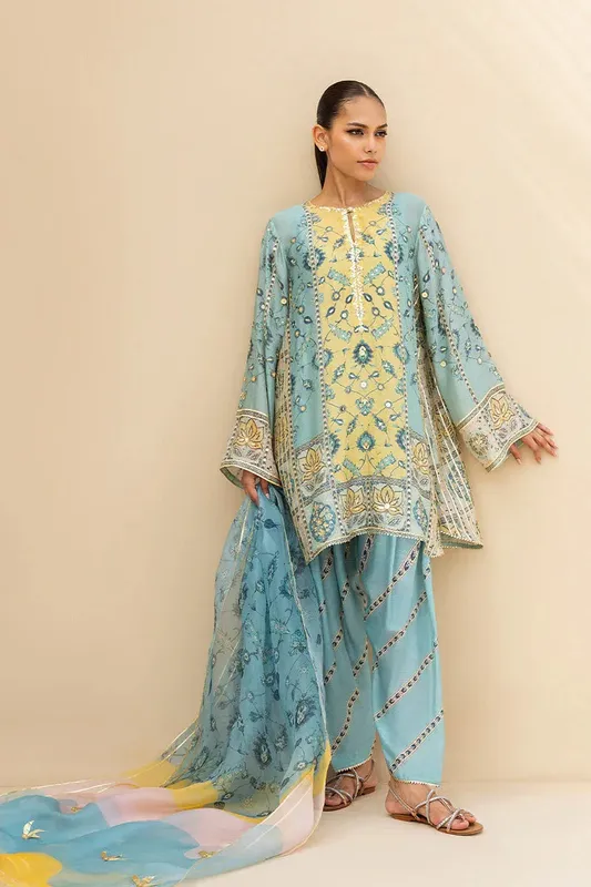 Sania Maskatiya Mirra Luxury Pret 25 Pale Aqua Organza – view 1 – Poshaq
