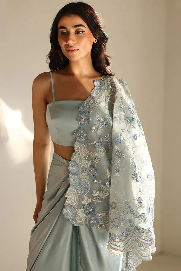 Sania Maskatiya Cira Formals 25 Ice Blue Organza – view 4 – Poshaq