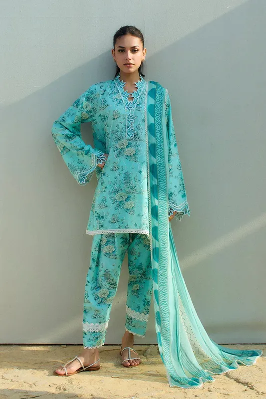 Sania Maskatiya Luxury Lawn 25 Pastel Blue Jacquard – view 1 – Poshaq