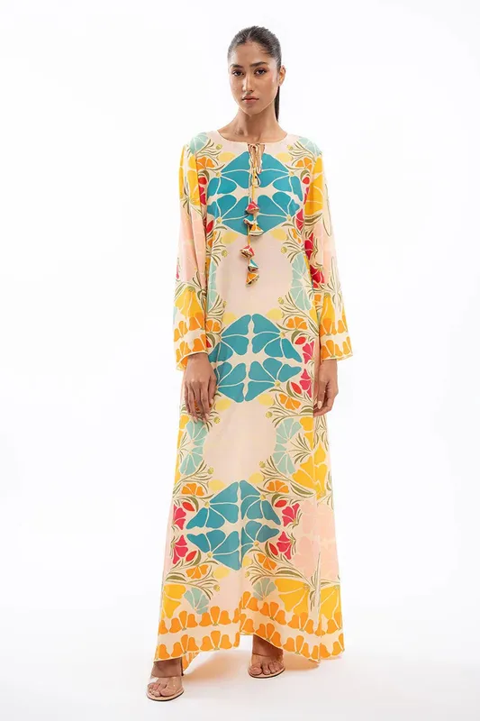 Sania Maskatiya Eid Collection Turquoise Crepe – view 1 – Poshaq