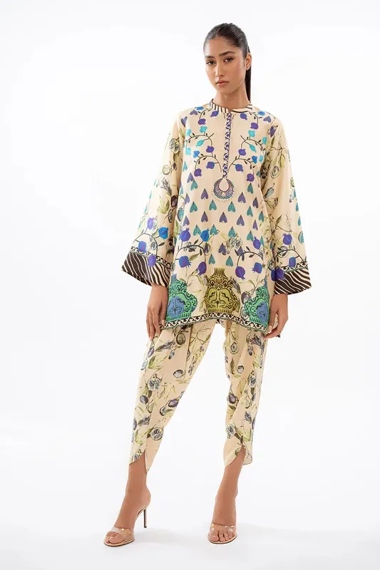 Sania Maskatiya Eid Collection Cream Raw Silk – view 1 – Poshaq