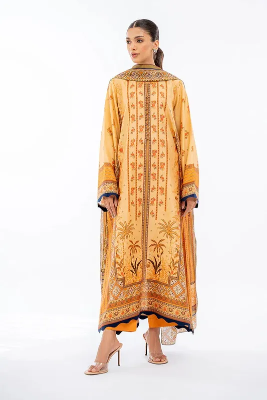 Sania Maskatiya Eid Collection Yellow Silk – view 1 – Poshaq