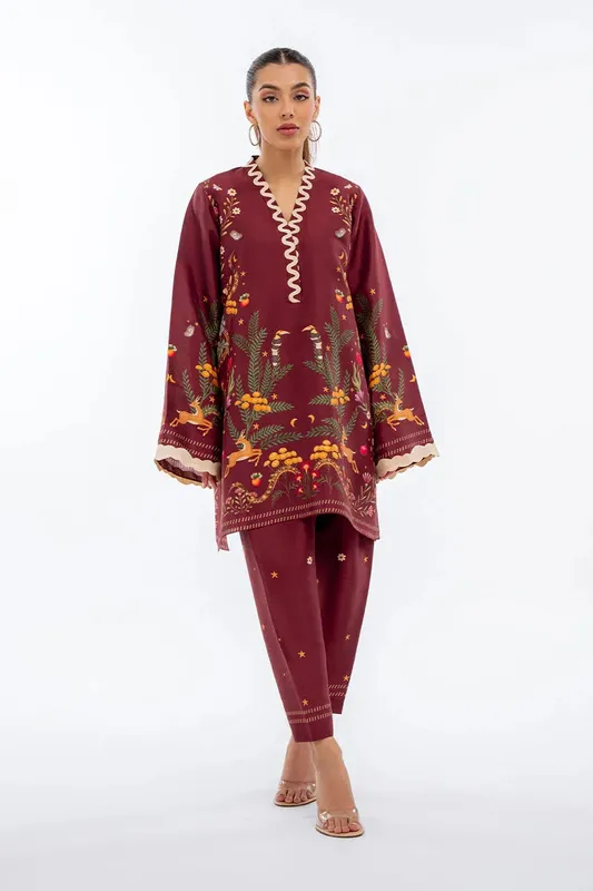 Sania Maskatiya Eid Collection Brown Raw Silk – view 1 – Poshaq