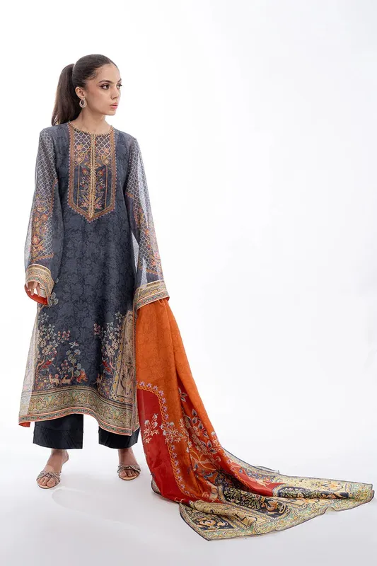 Sania Maskatiya Eid Collection Navy Blue Cotton – view 1 – Poshaq