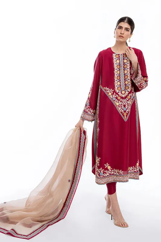 Sania Maskatiya Eid Collection Blue Raw Silk – view 1 – Poshaq