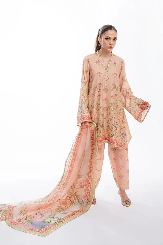 Sania Maskatiya Eid Collection Peach Organza – view 1 – Poshaq