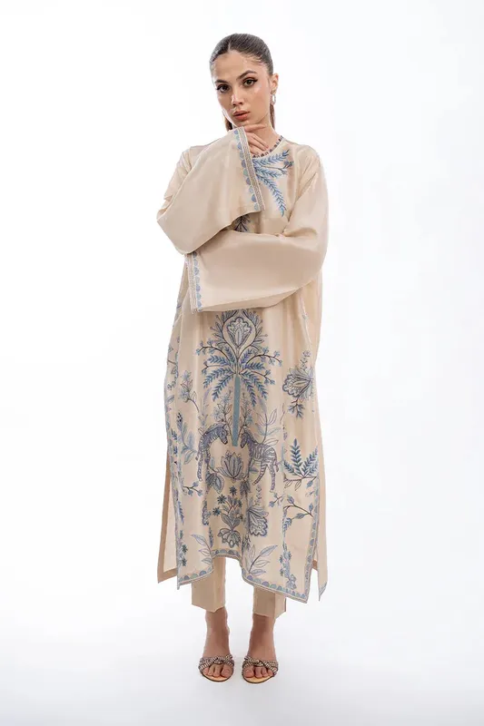 Sania Maskatiya Eid Collection Blue Raw Silk – view 1 – Poshaq