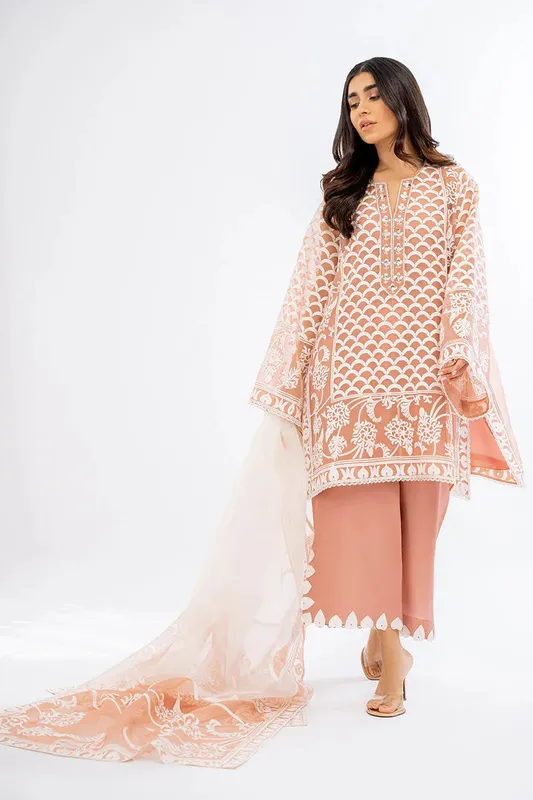 Sania Maskatiya Eid Collection Tea Pink Organza – view 1 – Poshaq