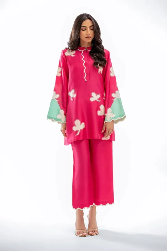 Sania Maskatiya Eid Collection Pink Raw Silk – view 1 – Poshaq