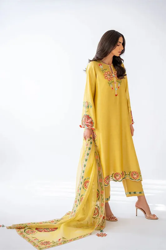 Sania Maskatiya Eid Collection Mustard Organza – view 1 – Poshaq