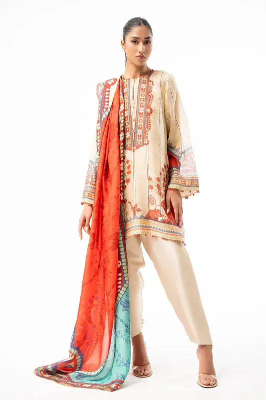 Sania Maskatiya Eid Collection Beige Cotton – view 1 – Poshaq