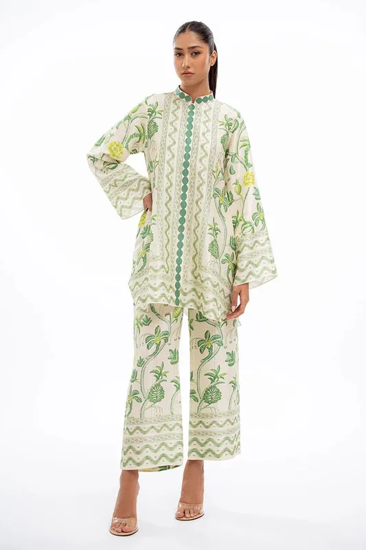 Sania Maskatiya Eid Collection Green Raw Silk – view 1 – Poshaq