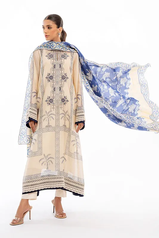 Sania Maskatiya Eid Collection Cream Cotton – view 1 – Poshaq