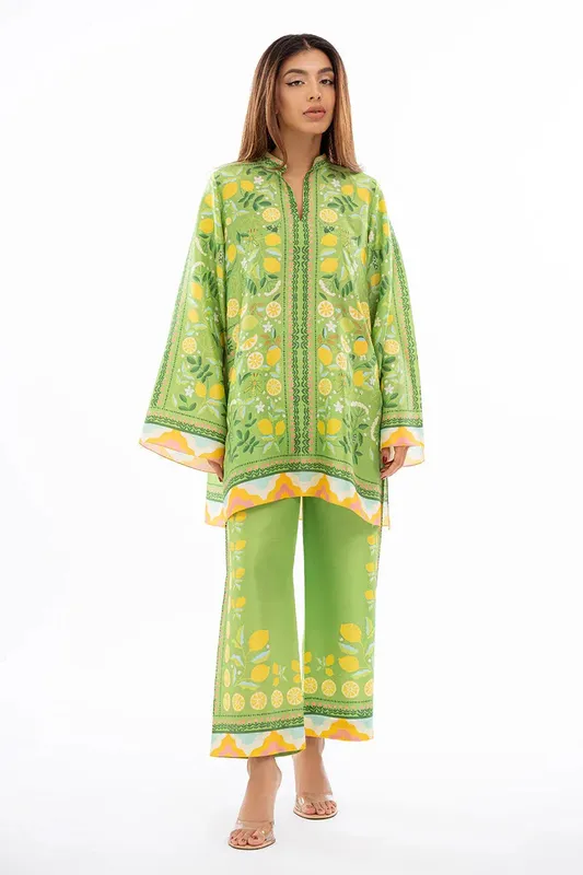 Sania Maskatiya Eid Collection Green Raw Silk – view 1 – Poshaq