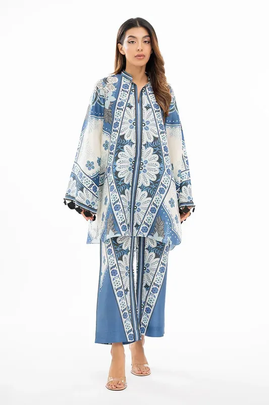 Sania Maskatiya Eid Collection Blue Raw Silk – view 1 – Poshaq