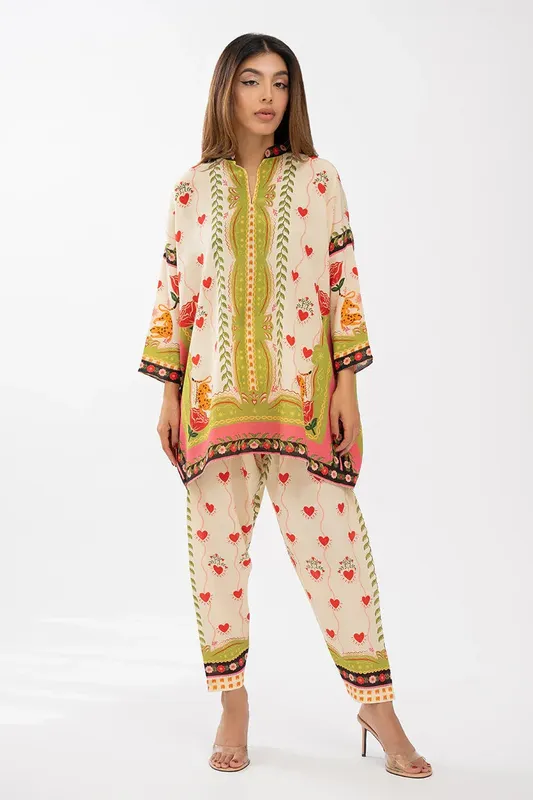 Sania Maskatiya Eid Collection Cream Crepe – view 1 – Poshaq