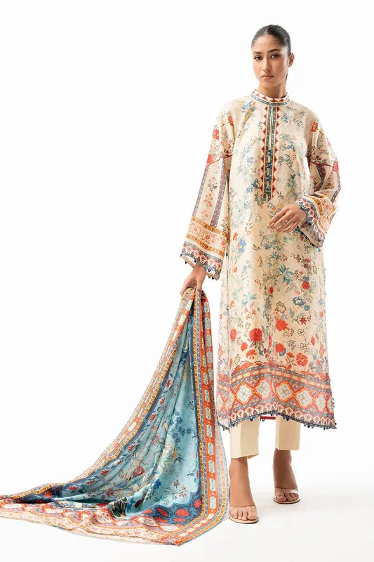 Sania Maskatiya Eid Collection Cream Raw Silk – view 1 – Poshaq