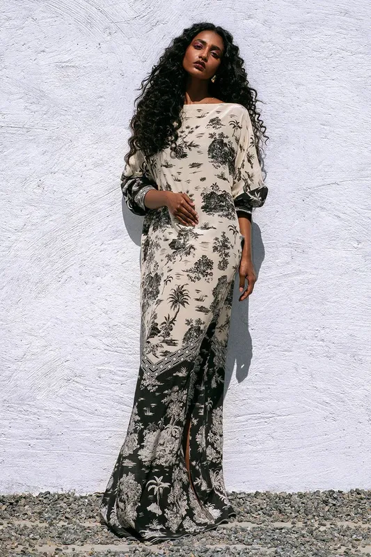 Sania Maskatiya Eid Collection Black Crepe – view 1 – Poshaq