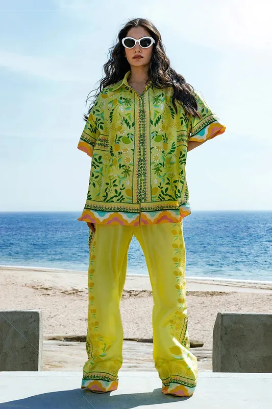 Sania Maskatiya Eid Collection Yellow Raw Silk – view 1 – Poshaq
