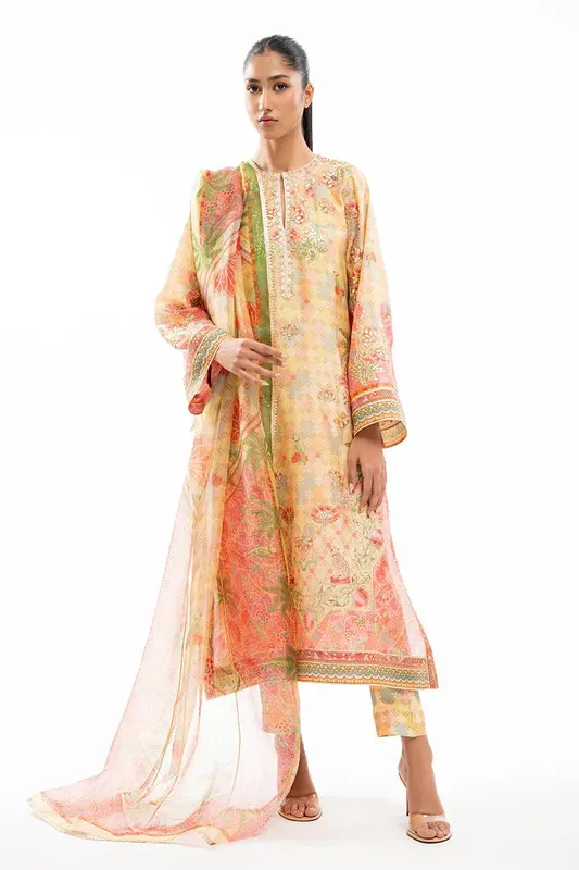 Sania Maskatiya Eid Collection Peach Organza – view 1 – Poshaq