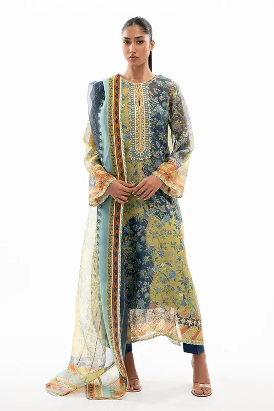 Sania Maskatiya Eid Collection Green Organza – view 1 – Poshaq