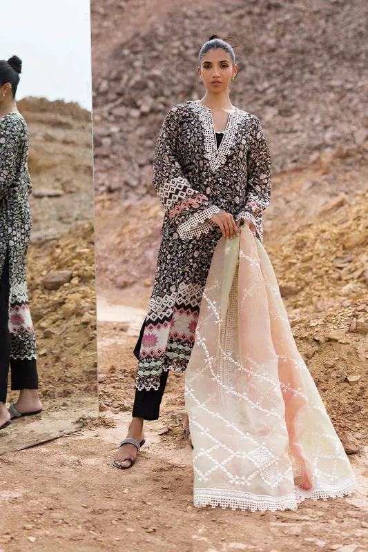 Sania Maskatiya Eid Collection Black Organza – view 1 – Poshaq
