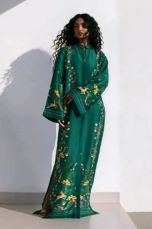 Sania Maskatiya Eid Collection Green Crepe – view 1 – Poshaq