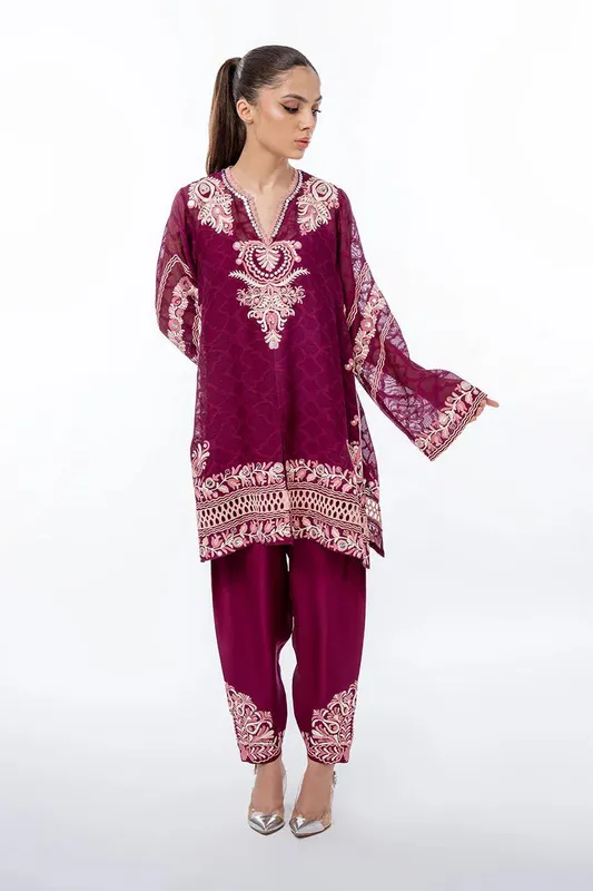 Sania Maskatiya Eid Collection Purple Cotton – view 1 – Poshaq