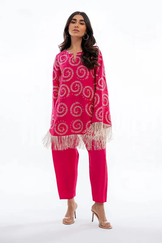 Sania Maskatiya Eid Collection Pink Raw Silk – view 1 – Poshaq