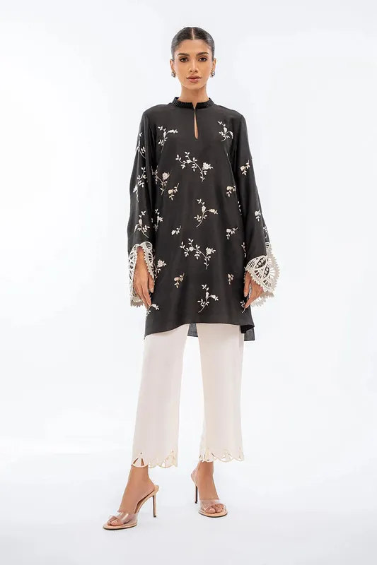 Sania Maskatiya Eid Collection Black Raw Silk – view 1 – Poshaq