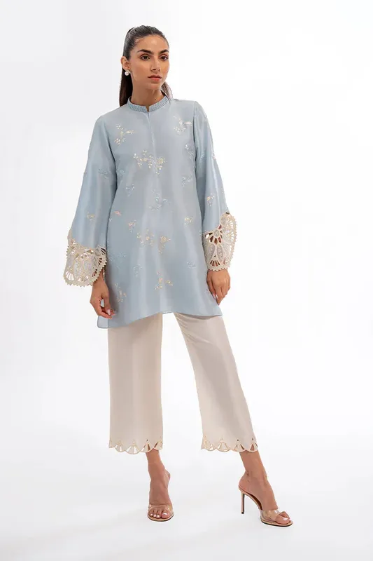 Sania Maskatiya Eid Collection Sky Blue Raw Silk – view 1 – Poshaq