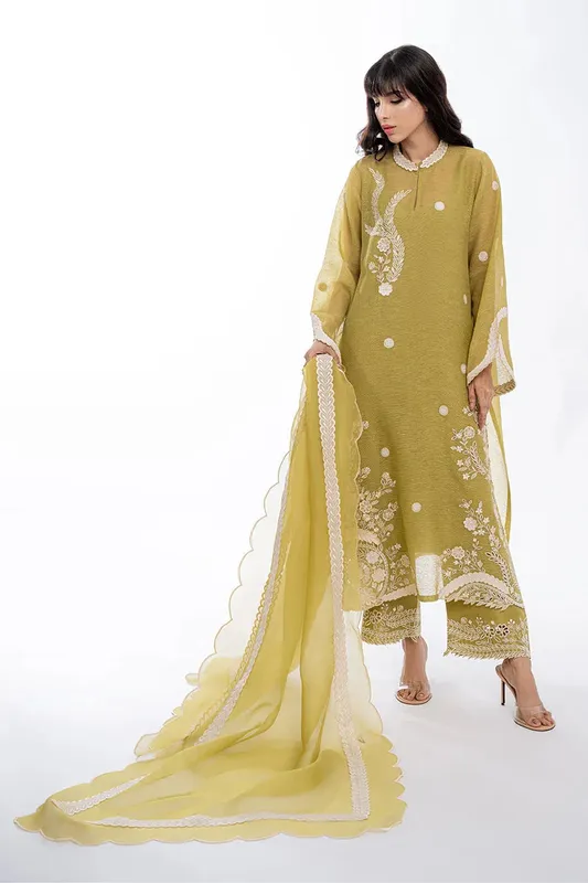 Sania Maskatiya Eid Collection Green Organza – view 1 – Poshaq