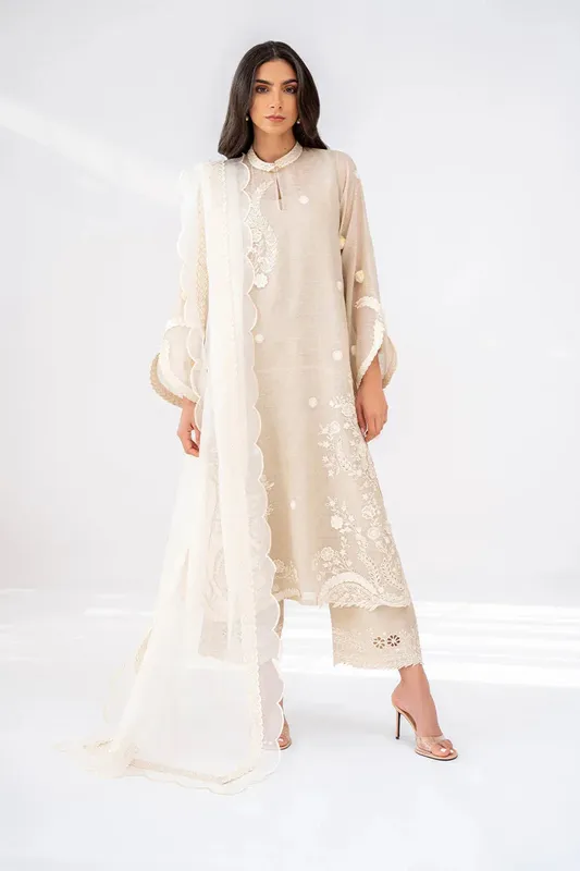 Sania Maskatiya Eid Collection Ivory Organza – view 1 – Poshaq