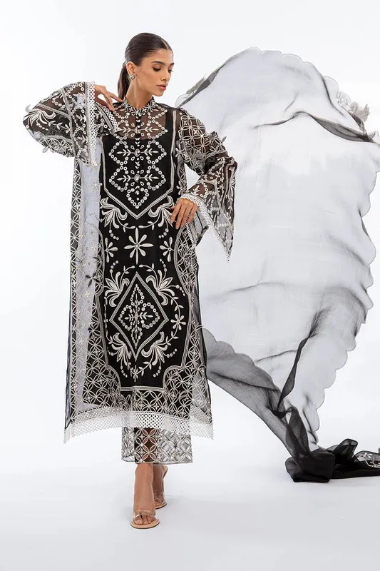 Sania Maskatiya Eid Collection Black Organza – view 1 – Poshaq
