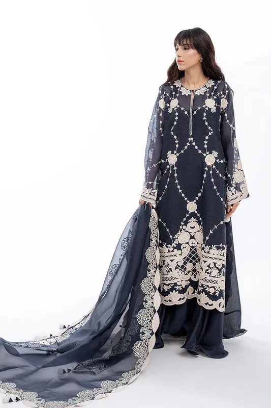 Sania Maskatiya Eid Collection Blue Organza – view 1 – Poshaq